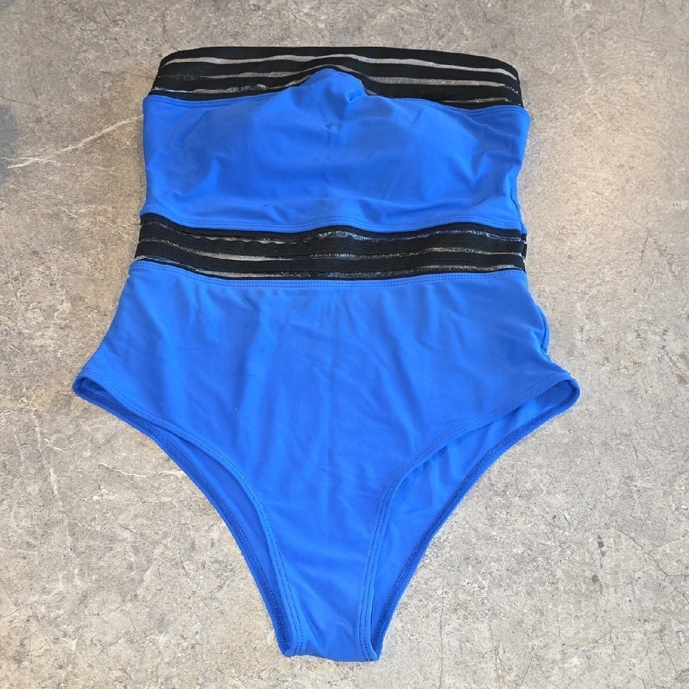 (J35) SHEIN Black and Blue Swimsuit